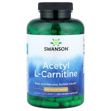 Swanson Vitamins, 乙酰 L-肉鹼，500 毫克，240 粒素食膠囊