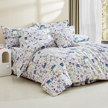 【多利寶寢具】Indian_100%純天絲雙人四件式兩用被床包組-隨意清新