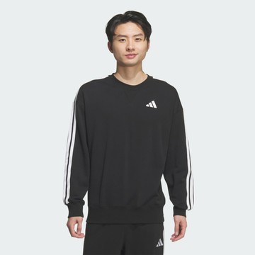 Adidas 愛迪達 Es+ 3s Ft Crew [KF3714] 男 長袖上衣 休閒長袖 黑 白