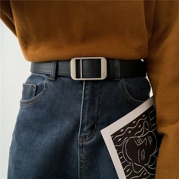 無孔皮帶女韓版簡約百搭學生通用休閑PU牛仔褲腰帶男時尚免打孔潮