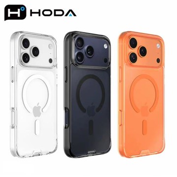 hoda好貼17ProMax手機殼iPhone17Air晶石磁吸蘋果17殼MagSafe臺灣軍規17Pro玻璃透明磁吸防摔保護套