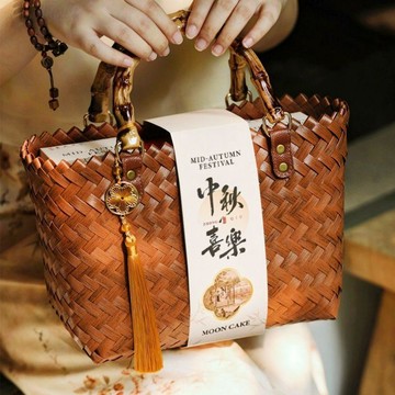 🐑限時特惠🐑中秋節月餅禮盒空盒中秋編織手提籃包裝點心盒新中式企業團購採購
