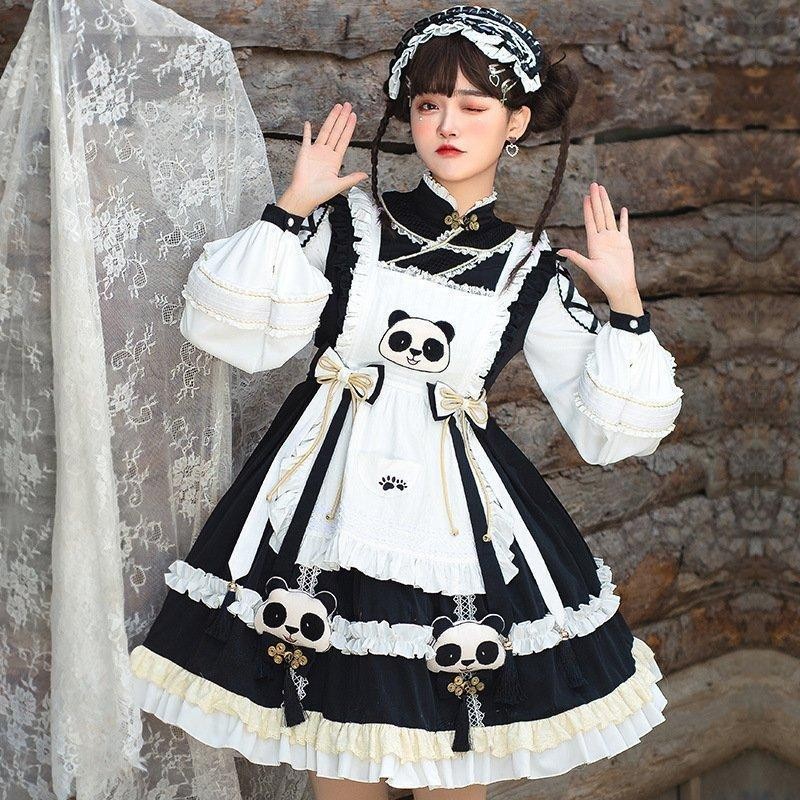 パンダメイド メイド服 ロリータ 華ロリ 仮装 コスプレ ハロウィン