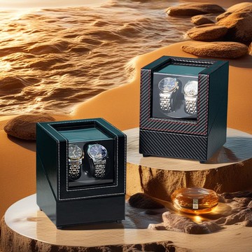 搖表器2位PU搖錶器雙頭碳纖維手表搖表器機械表自動手表盒現貨【宜家良品百貨】