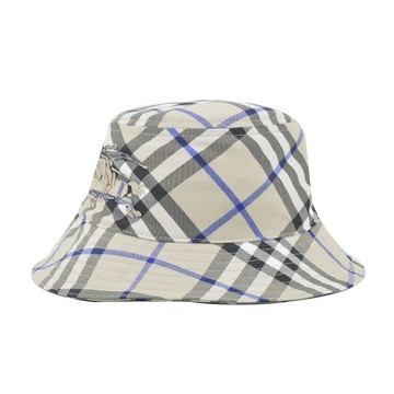 BURBERRY騎士標誌格紋棉質混紡漁夫帽(石色)