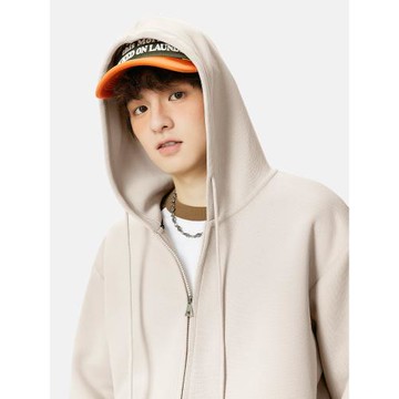 MINISO/名創優品連帽衛衣男春秋款設計感小眾青少年綠色開衫外套A