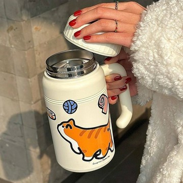 【格物】大口徑保溫瓶 大容量保溫杯 不鏽鋼 茶水分離 可愛保溫杯 保溫杯1000ml 辦公室水杯 交換禮物 保溫杯 水杯