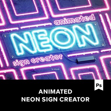 字體樣式 | 炫酷霓虹燈管酒吧夜店Logo特效字體Ps動態樣機素材