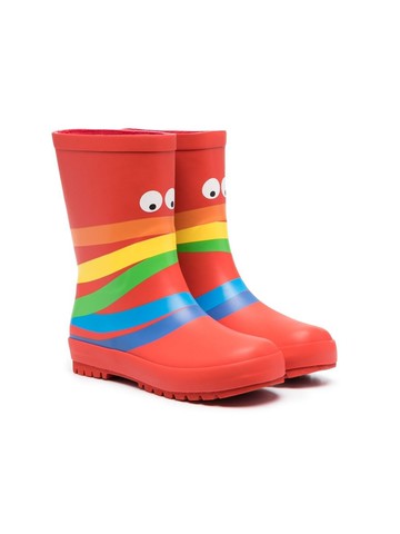 Stella McCartney Kids - graphic-print rubber rain boots - kids - Fabric/Rubber/Rubber - 29 - Red