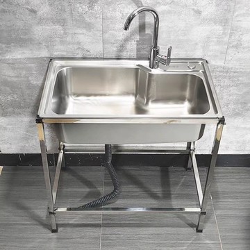 {台灣公司 可開票 免運 限時優惠}  家用廚房洗菜盆一體帶支架水槽單槽洗菜池洗菜盆全套一整套不銹鋼