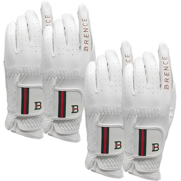 BRENCE 男款指線皮革高爾夫手套 (左手用)  4入  23號  白色