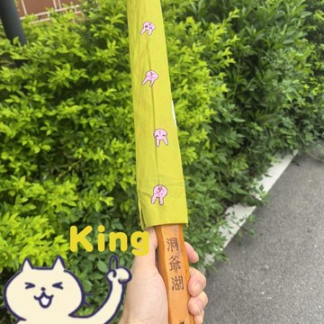 【KING】銀魂兔子 16 骨直柄木頭長傘 神樂夜兔族經典兔子傘 動漫周邊晴雨兩用傘 抗風實木手柄二次元傘