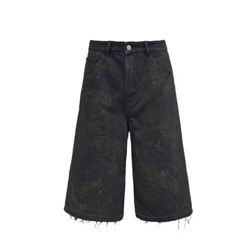 JCAESAR MUD DYEING JHORTS 黑泥染七分牛仔褲 水洗做舊 毛邊下擺