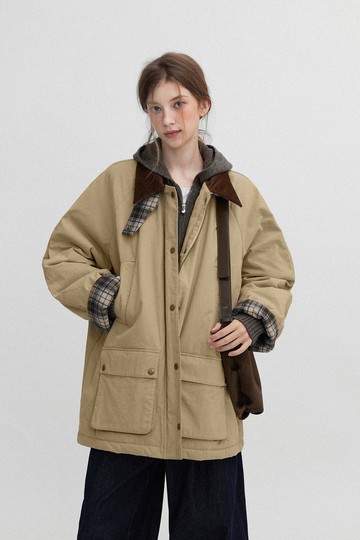 Nordic  / 格紋棉衣 派克服外套 / 燈芯絨