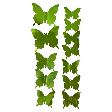 iINDOORS 3D炫彩蝴蝶 12個入PVC  電鍍金屬綠  11 x 11cm