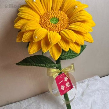 超值精選👍畢業花束 一舉奪魁向日葵毛根手工編織花束 加密加大純手工製作 送老師客廳擺飾 療癒系手作禮物 扭扭棒 向日葵2