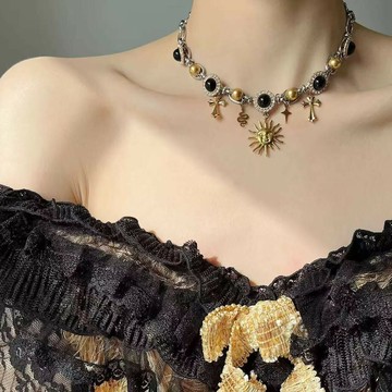 【台灣公司 可打統編】免運 太陽花十字架項鏈女重工夸張甜酷y2k朋克復古小眾配飾choker飾品 可開發票 全館五折 工廠現貨直銷 新品特價 z9211