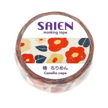 【日本 SAIEN】15mm 和紙膠帶-山茶花 Camellia crepe