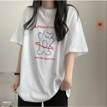 Vuja de 純棉 t恤 短袖上衣女 卡通印花 T恤 韓國上衣 oversize T恤 寬鬆上衣 ins風 潮流衣服