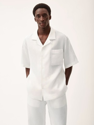 PANGAIA - DNA Aloe Linen Camp Collar Shirt - off-white - M M