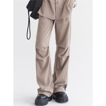 萬有引力膝蓋褶皺薄款寬松休閑褲