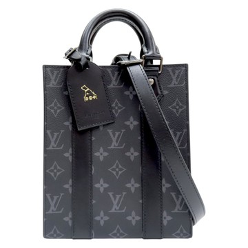 LOUIS VUITTON LV 路易威登 黑色 原花 帆布 Sac Plat Mini 兩用包 M46453