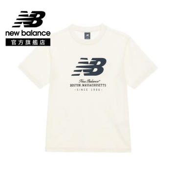 【New Balance】簡約LOGO短袖上衣_男性_米白色_MT61V75RCIC