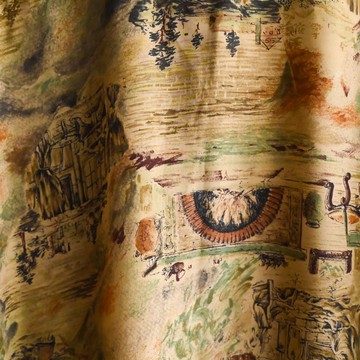 【蛋植物古著】墨影圖景印花寬鬆古著襯衫