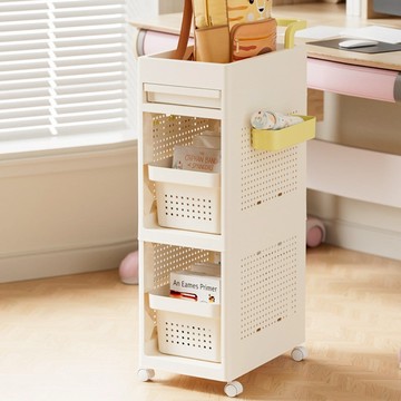 【AOTTO】清新多功能洞洞板三層收納推車(置物架 收納架 推車)