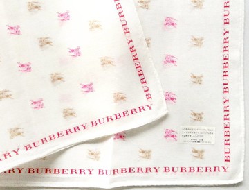Burberrys 復古手帕 – 粉色與米色騎士圖騰 20 x 19.5 英吋