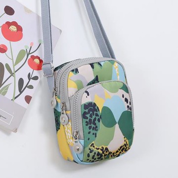 豎款迷你手機包女斜挎包零錢包夏季新款百搭迷你花布尼龍帆布小包