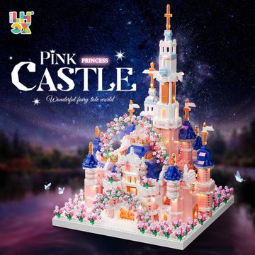 聯合創想7002粉色城堡別墅積木高難度送女孩積木兒童2025新款玩具