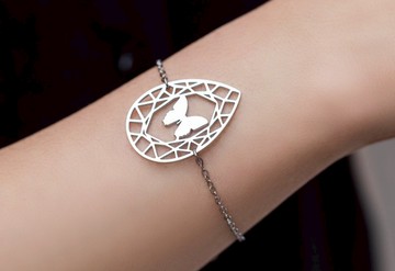 抗敏醫療鋼 寶石與動物系列-蝴蝶手鍊