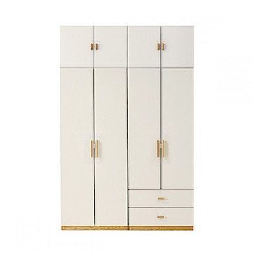 林氏木業北歐簡約四門雙抽衣櫃 MJ8D-白色 (附頂櫃) (H014342665)