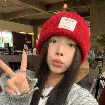 【巴黎精品】毛帽針織帽-安格拉羊毛時尚百搭大頭圍保暖女帽子5色a1ip17