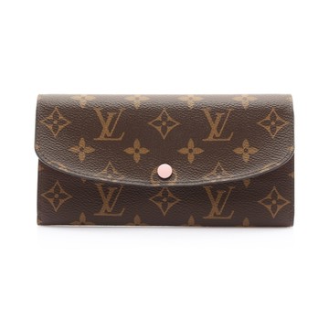 LOUIS VUITTON LV 路易威登 棕色 原花帆布 Emilie 扣式 長夾 M61289 【二手名牌BRAND OFF】
