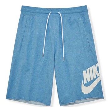 Men's Nike Large Logo french terry Athleisure Casual Sports Shorts Blue