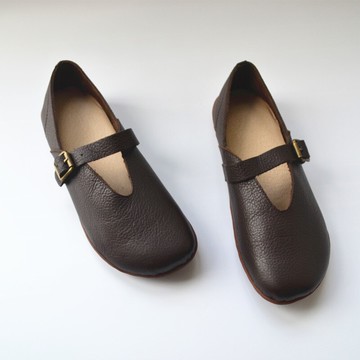 春外貿尾單復古單鞋真皮平底日系森女瑪麗珍原宿風五號館手工女鞋