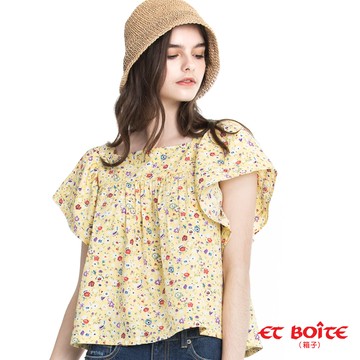 【新年爆殺價↘$388】夏日甜美碎花方領襯衫- BLUE WAY ET BOîTE 箱子