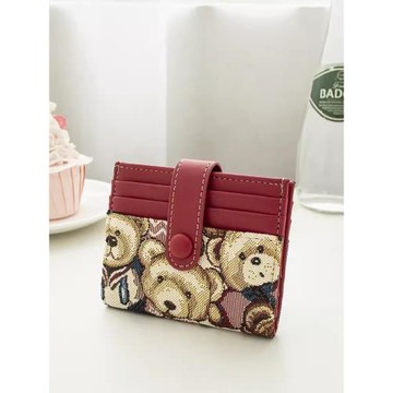 小熊依戀卡包女小巧超薄信用卡片包短款女式錢包維尼熊可愛零錢包