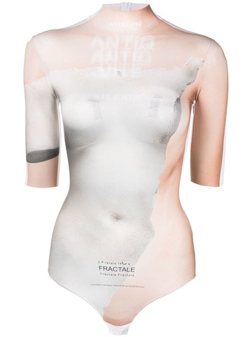 TTSWTRS - semi-sheer print bodysuit - women - Polyamide/Elastane - XS - Neutrals
