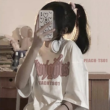 美式復古vintage純棉短袖t恤女2022寬松oversize港風半袖上衣ins