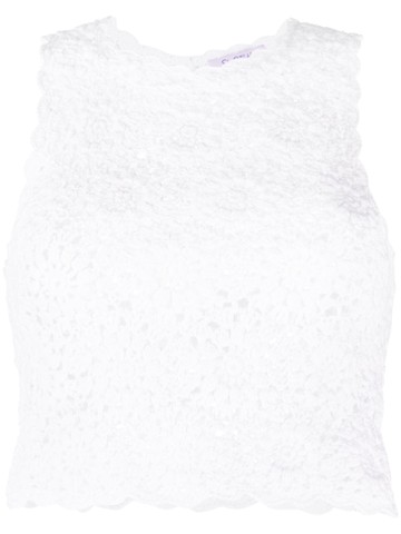 MC2 Saint Barth - scalloped crochet knit top - women - Cotton/Viscose/Spandex/Elastane - S - 06514D WHITE