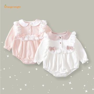 滿月嬰兒衣服公主春秋新生女寶寶超萌百天套裝三角包屁衣周歲禮服