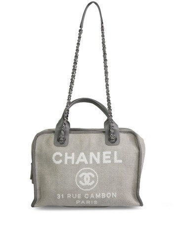 CHANEL Pre-Owned - 2015-2016 Deauville bowling bag - women - Canvas - One Size - Grey