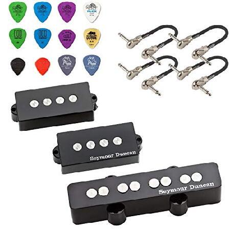 Seymour Duncan Quarter Pound P-J Bass Pickup Set Bundled with MXR Patch Cables and Dunlop Variety Pick Pack