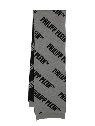 Philipp Plein - logo-jacquard wool scarf - unisex - Wool - One Size - Grey