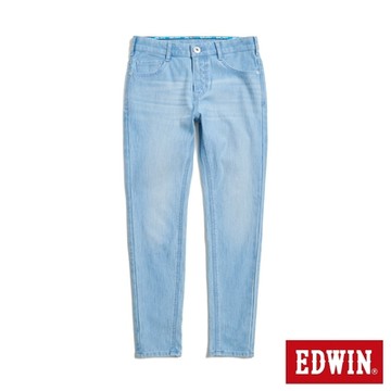 EDWIN 女裝 JERSEYS 迦績 超彈力中腰極窄管直筒牛仔褲-拔淺藍