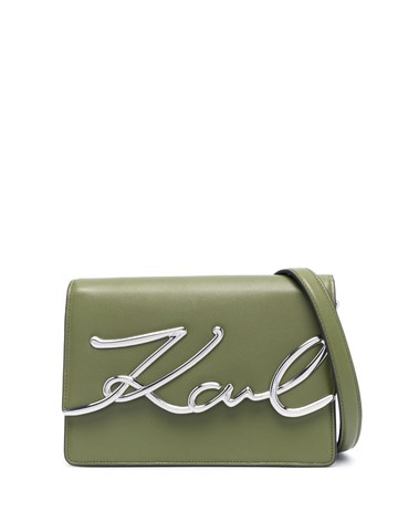 Karl Lagerfeld - K/Signature leather shoulder bag - women - Calf Leather - One Size - Green