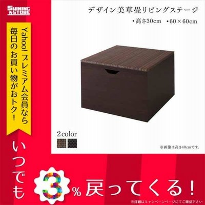 おしゃれ 幅60cm国産　収納付きデザイン美草畳リビングステージ 畳ボックス収納 60×60cm ロータイプ